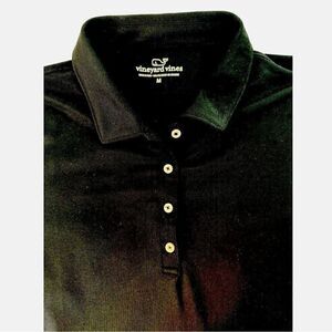Vineyard Vines Performance Polo  Short Sleeve Shirt Black/White Stripes Medium